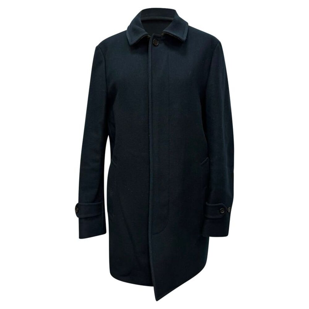 Burberry Single-Breasted Coat in Black Wool